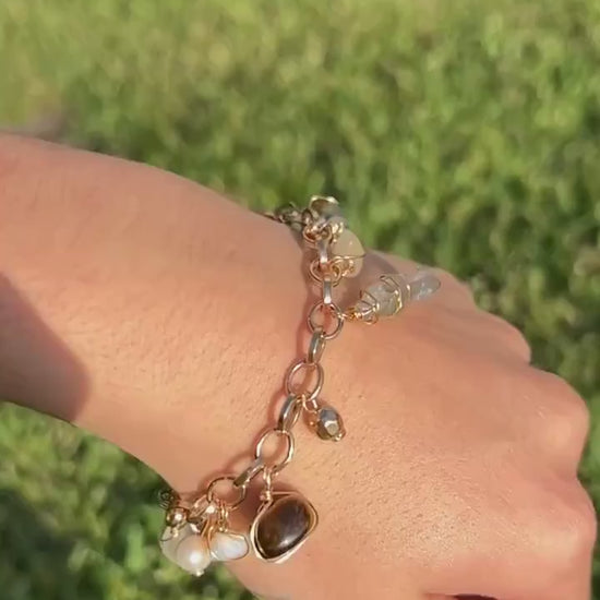 Unique Holistic Charm Bracelet | Prosperity Charm | Handmade Crystal Charm Bracelet | Fall Themed Charm Bracelet | Gold or Silver Bracelet