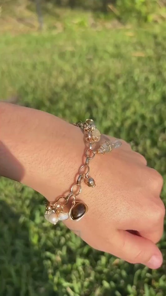 Unique Holistic Charm Bracelet | Prosperity Charm | Handmade Crystal Charm Bracelet | Fall Themed Charm Bracelet | Gold or Silver Bracelet