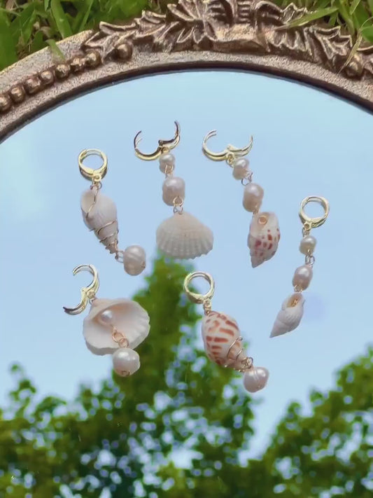 Seashell Mismatch Hair Charms | Pearl and Shell Earrings | Mermaid Aesthetic | Ocean Themed | Shell Hair Accessories | Mermaid Hair Charms
